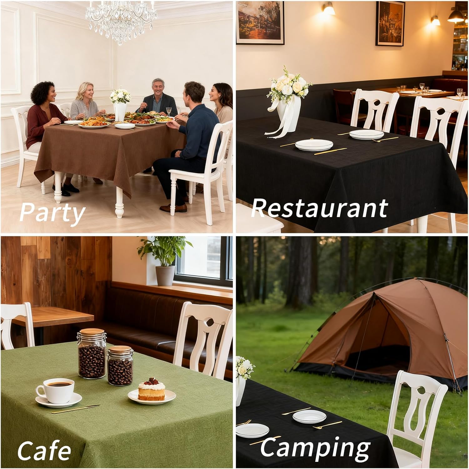 Regine Switzerland Faux Linen Tablecloth - Waterproof & Wrinkle-Free | 71x55 Inches, Taupe Brown