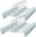 Skiennix Pants Hangers with Clips - 30 Pack Stackable Space-Saving Closet Organizer | Adjustable Non-Slip Clips, 360° Swivel Hook, Blue