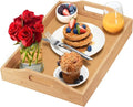 Home It Bamboo Ottoman Tray - Large Handles for Easy Serving | Perfect for Coffee Table, Breakfast, or Parties