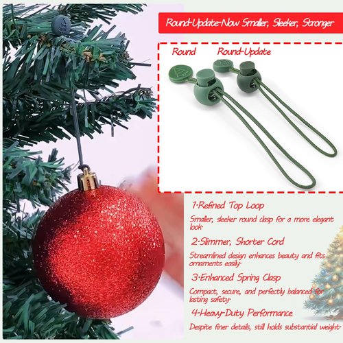 Exakior Ornament Hooks – Essential Christmas Tree Decorating Hangers Great Xmas Ornament Hooks for Hanging Christmas Decorations 35 PCS (Round-Upgraded-24pcs)