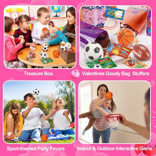 24PCS Sports Stress Balls Valentines Day Cards for Kids School Classroom Boys Girl Toddler Valentine Day Exchange Gifts Card Basketball Football Soccer Valentine’s Party Favors Prize Treat Bag Stuffer