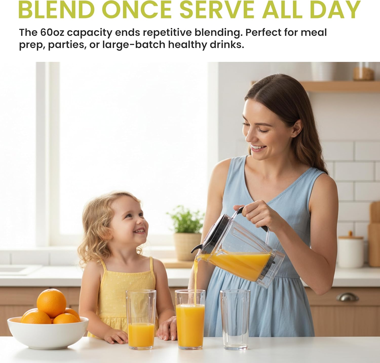 Simple Deluxe Smoothie Blender - 1200W Powerful Kitchen Blender with 60 oz Capacity & BPA-Free Cups | Silver