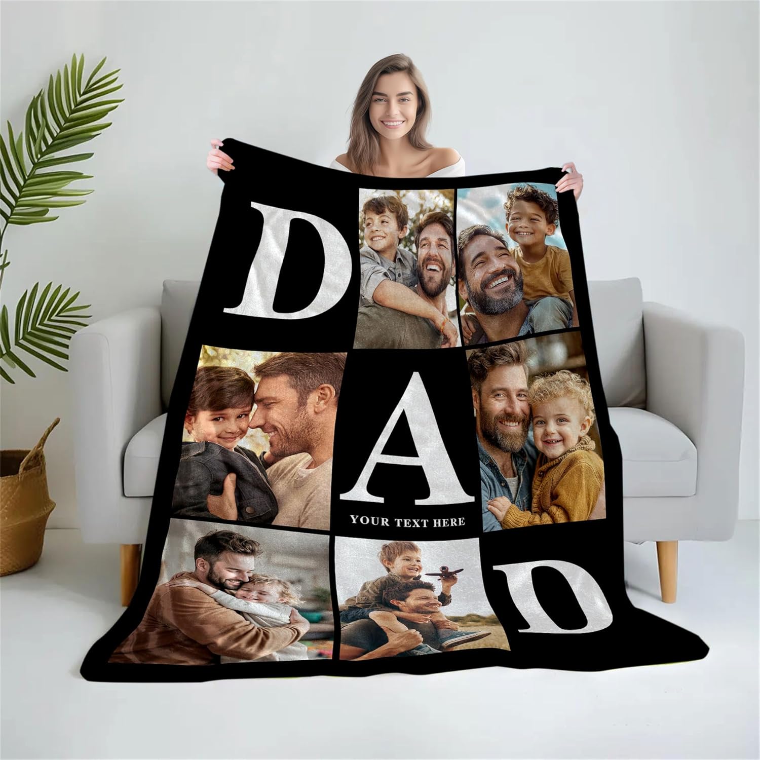 Regine Switzerland Personalized Father's Day Blanket - Custom Photo & Text Gift for Dad, Husband, Grandpa