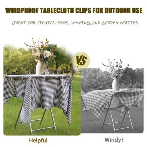 24 Pcs Clear Tablecloth Clips for Indoor Outdoor Tables, Plastic Table Cloth Holder Clips for Thick Tables, Picnic Table Clip Clamps Large