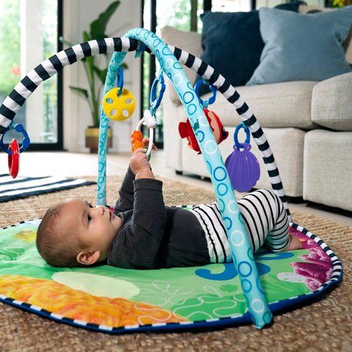 Baby Einstein Sea Floor Explorers Water Mat - 2-in-1 Portable Tummy Time Play Gym for Newborns