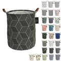 GodenMoninG laundry baskets,bedroom hamper,kitchen organization,Waterproof Round Cotton Linen Collapsible storage basket.-Black Geometric