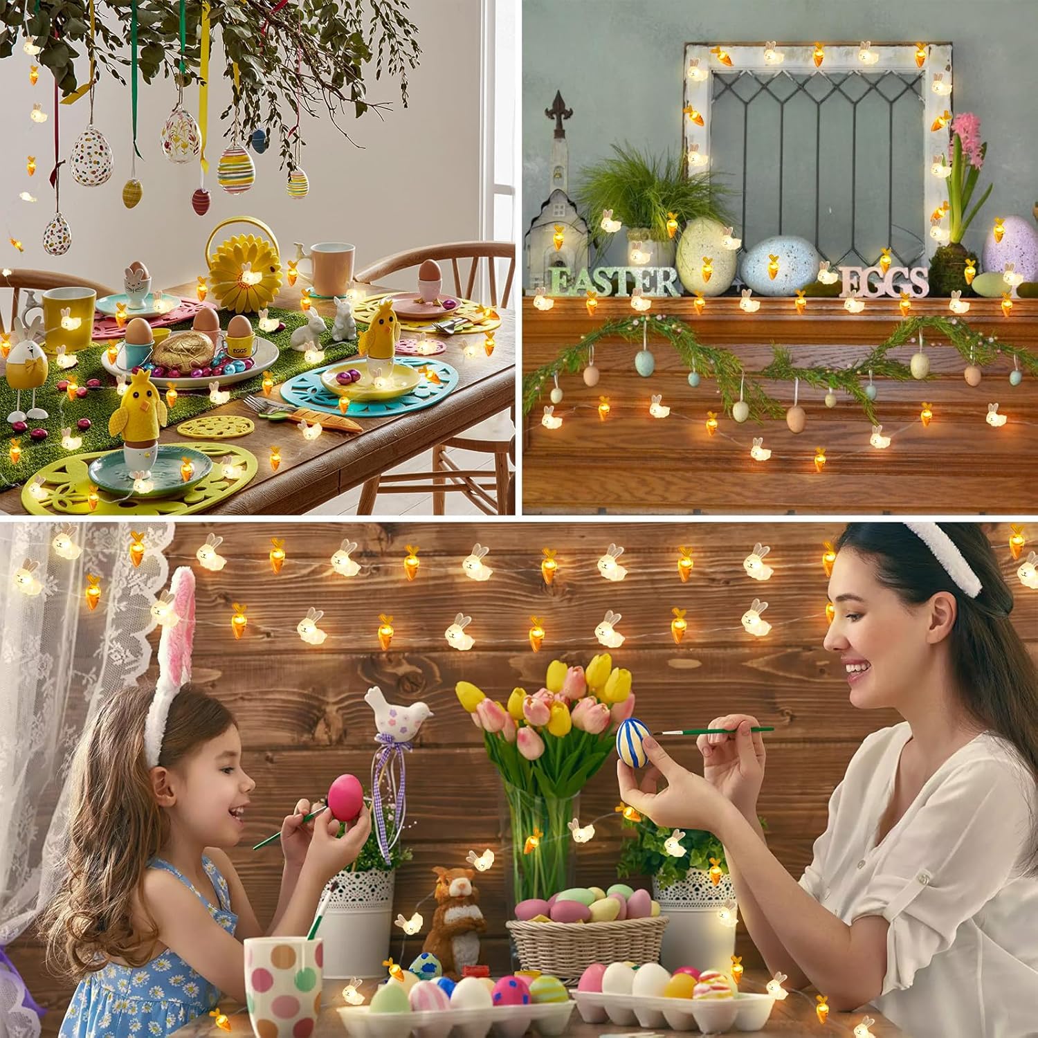 Suddus Easter String Lights - 12.8ft Battery Operated 40 LED Outdoor & Indoor Decorations