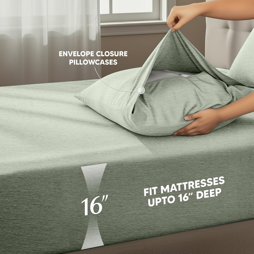 Utopia Bedding California King Size Sheet Set - Soft, Breathable Microfiber, 4-Piece in Heather Sage