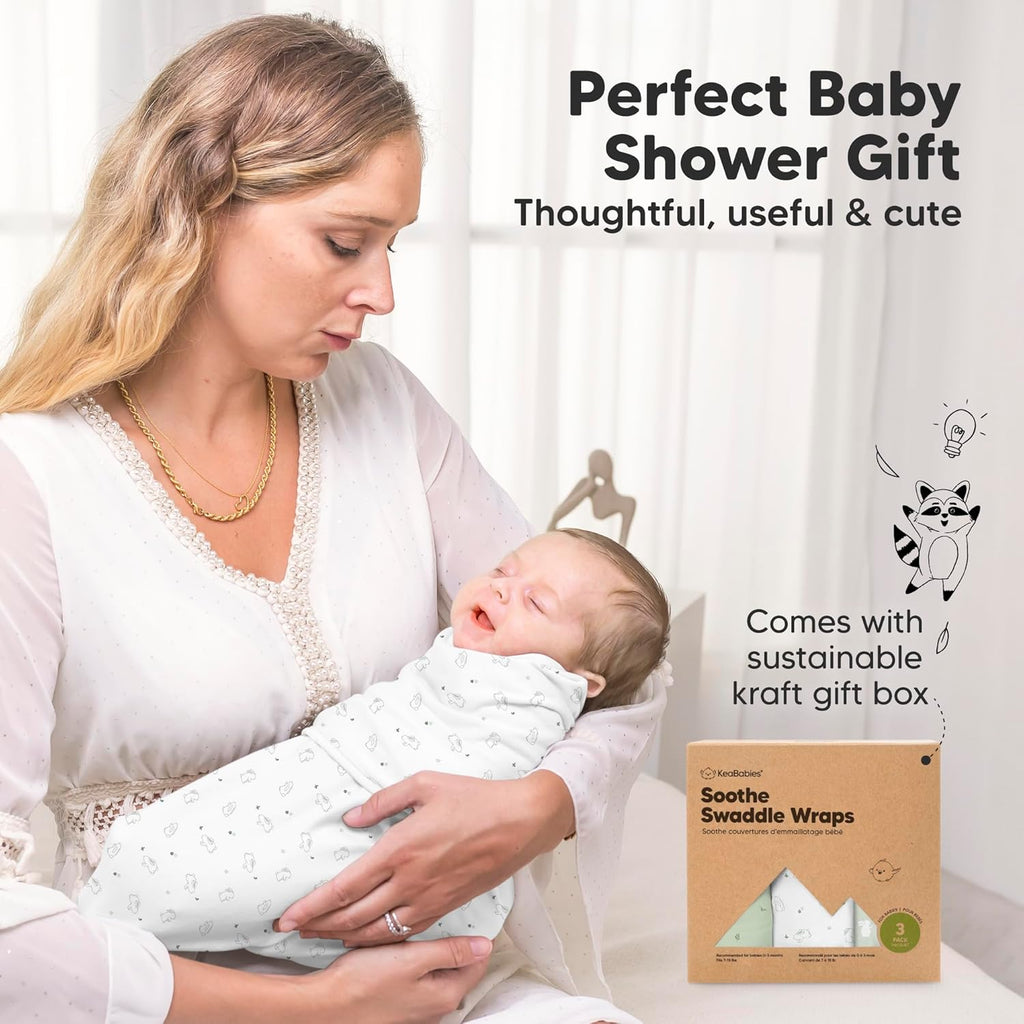 Skiennix Organic Baby Swaddle Sleep Sacks - Soft & Snug for Newborns 0-3 Months | 3-Pack Bunnies Design
