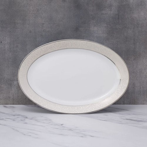 Mikasa Parchment Oval Serving Platter, 14-Inch, White - L3438-314