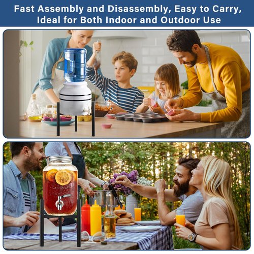 Uoveya Beverage Water Jug Stand Adjustable 7-12.6 IN - Drink Dispenser Stand Only, Fit 3-5 Gallon Water Jug Holder Container - Portable Drink Stand