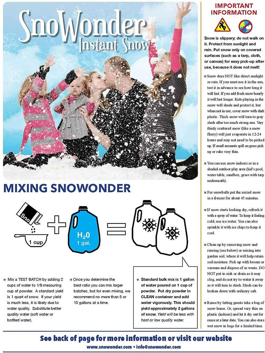 Let it Snow and SnoWonder Instant Snow Powder for Slime and Holiday Decorations - Artificial Snow Mix Makes 10 Gallons of Fake Snow - Made in The USA