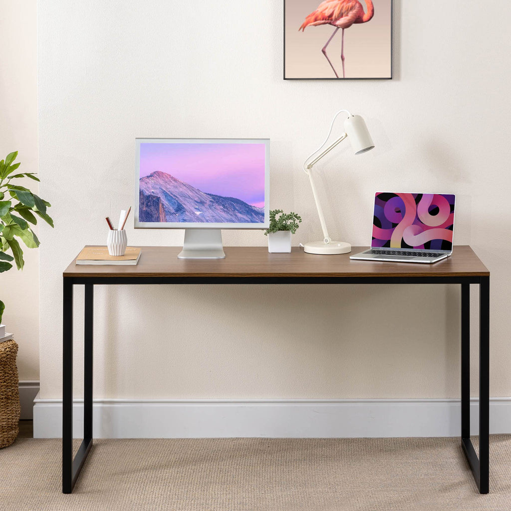 ZINUS Jennifer 55 Inch White Frame Desk, Computer Workstation, Office Desk, Easy Assembly, Brown