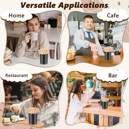 100 PCS Coffee Stirrer and Holder Set 6 inch Wooden Coffee Stirrers with Round Ends Disposable Coffee Stir Sticks Beverage Stirrer Sticks Plastic Drink Stirrer Holder for Cafe Drink Stations Bar