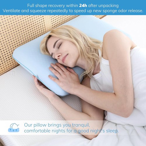 EGOHOME Cooling Gel Memory Foam Pillow - Reversible Cover for All Sleep Positions, Machine Washable, Standard Size, Blue