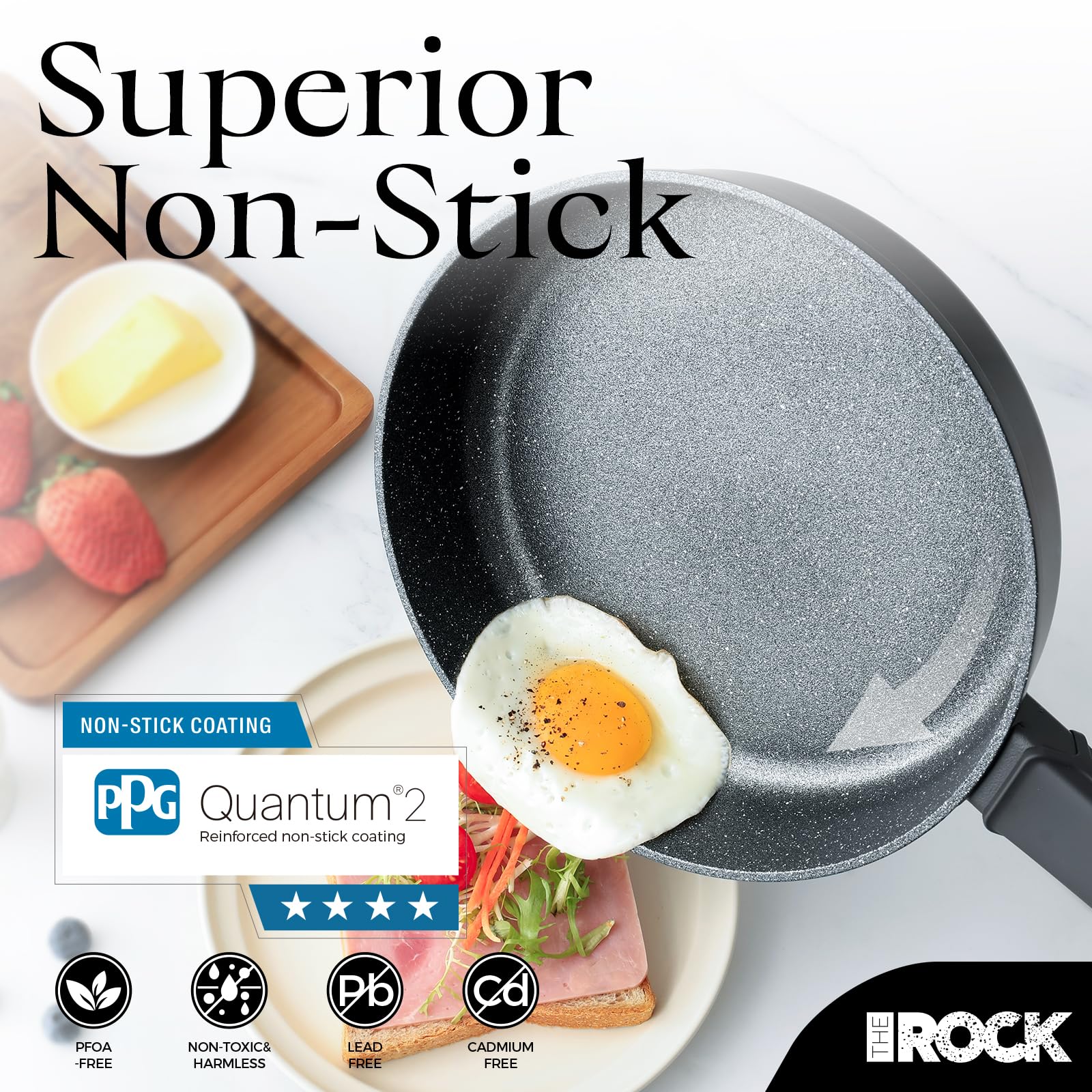 THE ROCK SOHO 12.5-Inch Nonstick Frying Pan – Compact for Urban Kitchens, Nothing Sticks, Never Warps, Lasts Longer, Oven & Dishwasher Safe, Black