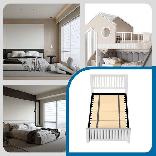BBX-G Heavy Duty Thick Folding Box Spring, Mattress Supporting Wood Floor, Foldable Box Spring, Bed Support Slats,48"x60"