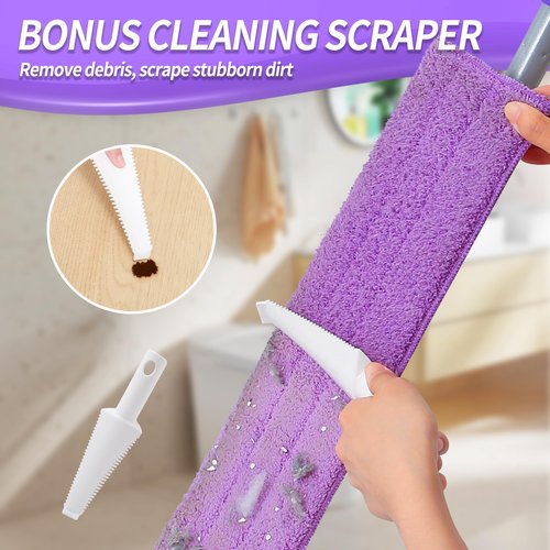 IVYROLL 24" Microfiber Mop for Floor Cleaning, Dry and Wet Floor Mop for Hardwood, Laminate, Tile, Vinyl, with 4 Washable Reusable Microfiber Pads