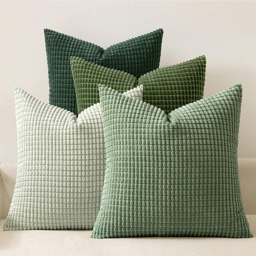 MIULEE Sage Green Pillow Covers 18x18 Inch Set of 4 Boho Farmhouse Home Decor Spring Mordern Nordic Throw Pillows Covers Summer Soft Corduroy for Couch Bed Sofa Living Room Forest Green