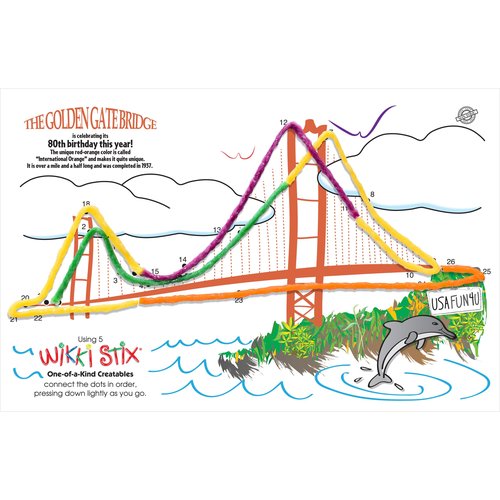 WIKKI STIX USA Fun Paks, Travel Essential for Road Trips, Featuring USA Landmarks and Locations, Made in USA. Pack of 20.