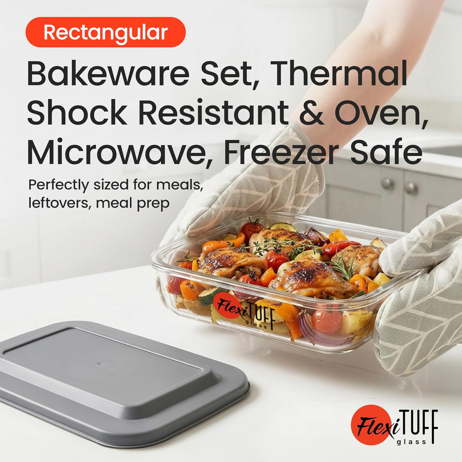 Regine Switzerland 8-Piece Rectangular Bakeware Set - BPA-Free, Leakproof, Microwave & Dishwasher Safe | Clear Containers with Lids
