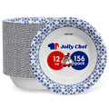 JOLLY CHEF 156 Count Paper Bowls 12 oz Soak Proof, Heavy Duty Printed Disposable Small Bowls Bulk for Dinner or Thanksgiving