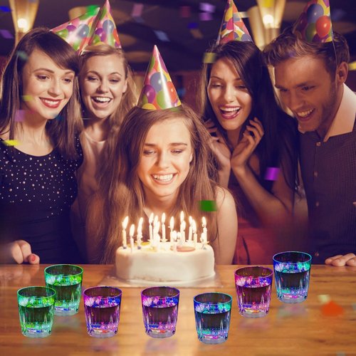Farrdun 48 Pack Light up Shot Glasses Party Favors LED Flash Light Up Drinking Glasses Adults Shot Cups for Party Glow in the Dark Shot Glasses Supplies for Birthday Christmas Halloween Bar Easter