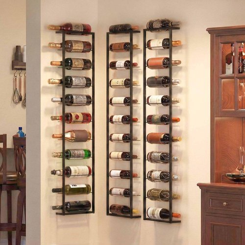 AQAREA Wall Mounted Wine Rack: Metal Hanging 10 Bottle Wine Holder - Black Wine Storage Rack