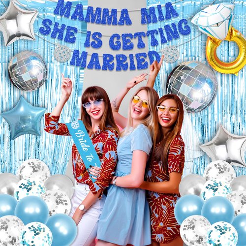 Mamma Mia Bachelorette, 86Pcs Mamma Mia Party Decorations Mamma Mia She is Getting Married, Disco Bachelorette Party Decorations, Dancing Queen Party Decorations Wedding Bridal Shower Party