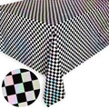 xo, Fetti Black and Iridescent Checkered Washable Tablecloth - 9 ft. | Birthday Party Decorations, Disco Bachelorette Party Supplies, Retro Tableware, Cute Table Cover