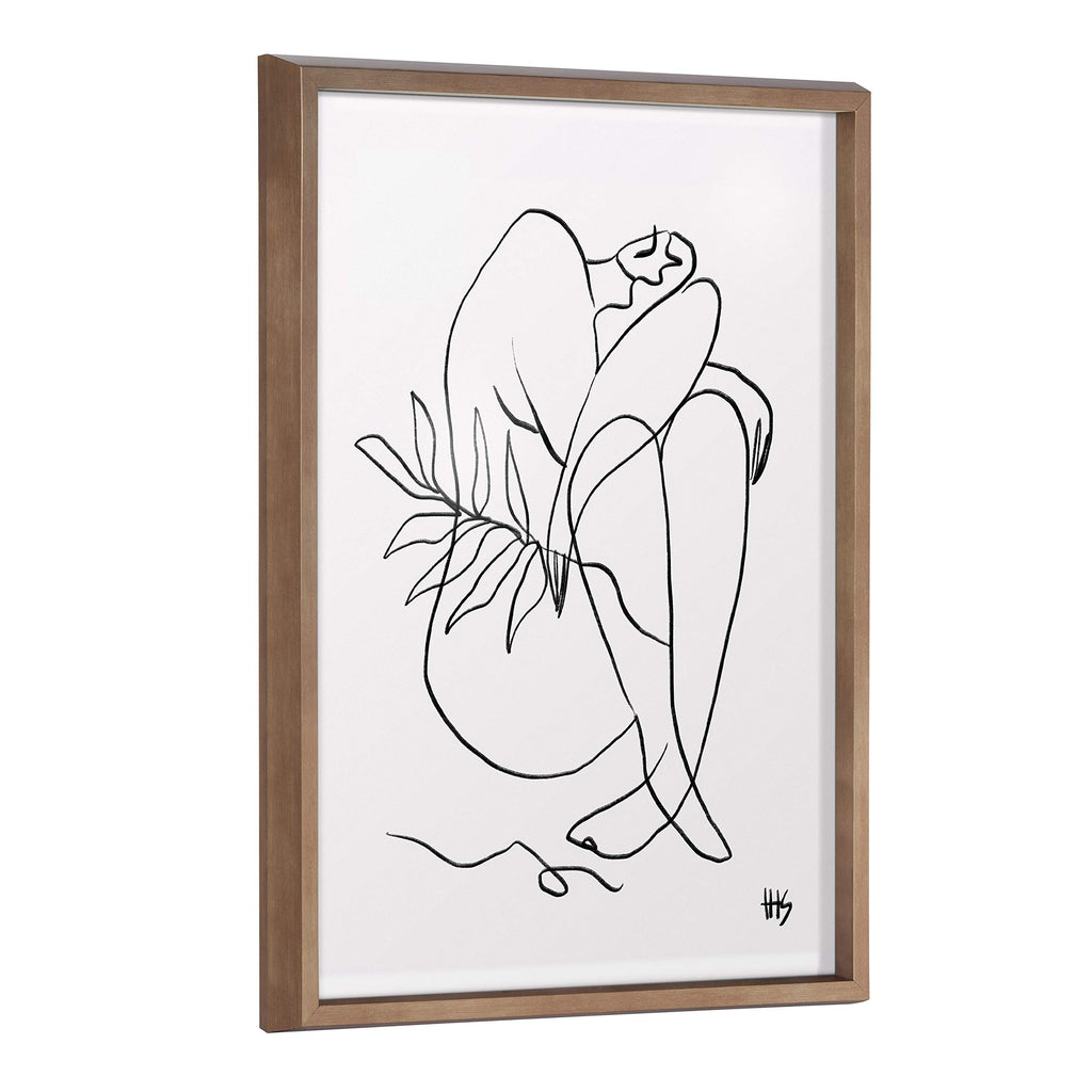 Kate and Laurel Blake Summer Lines 5 Framed Printed Glass Wall Art by Maggie Stephenson, 18x24 Gold, Chic Modern Minimalist Art for Wall