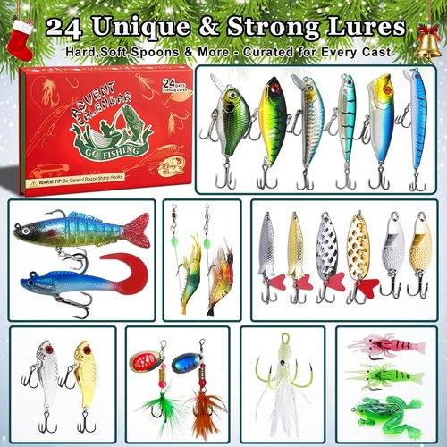 Fishing Advent Calendar 2025 - 24-Day Countdown for Men & Teens | Perfect Christmas Gift with Tackle & Lures