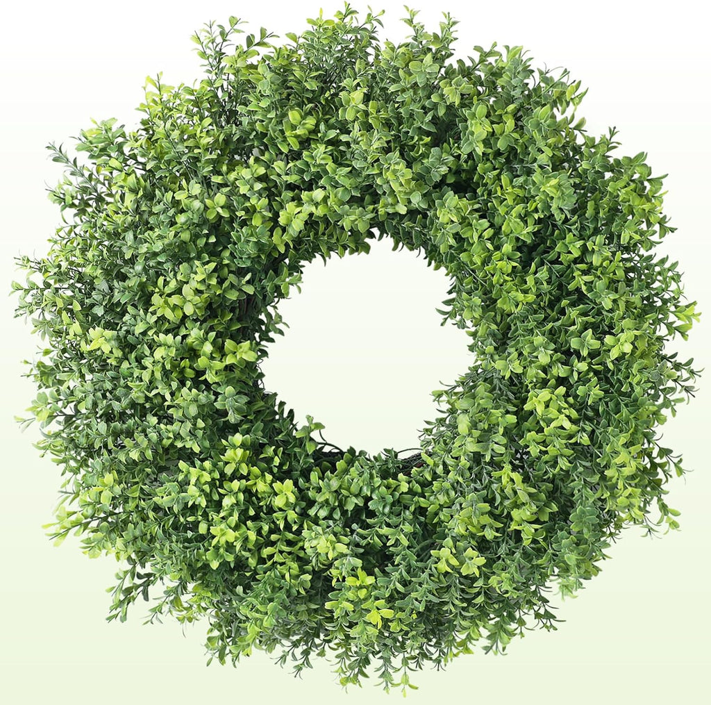 Regine Switzerland 26" Artificial Boxwood Wreath - Fresh Greenery for Front Door & Outdoor Decor