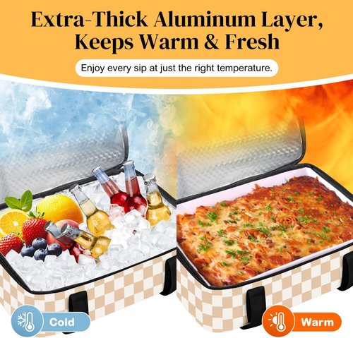 Coobiiya Insulated Casserole Carrier - Keeps Food Hot or Cold | Portable Tote Bag for 9" x 13" Dishes