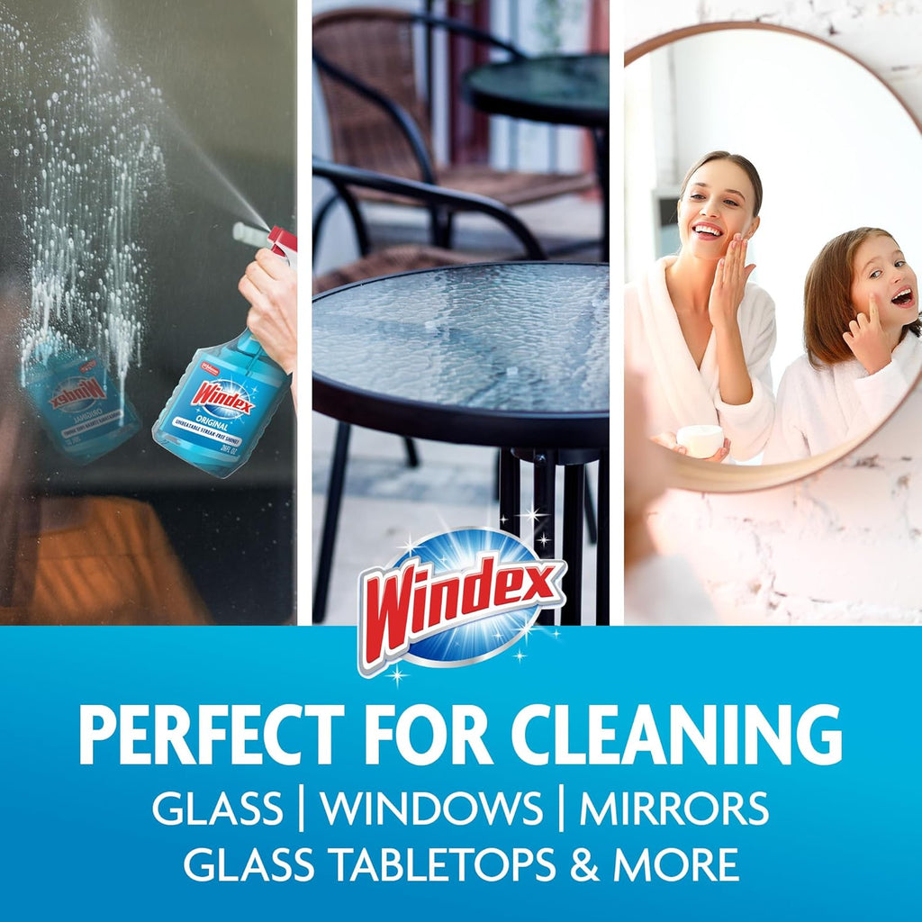 Windex Refill Glass & Window Cleaner - Eco-Friendly 100% Recycled Plastic, Original Blue Scent, 2L (Pack of 6)