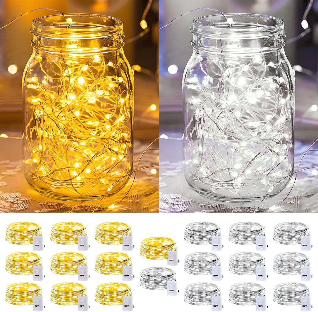 Skiennix 20 Pack LED Fairy Lights - Battery Operated Mini Twinkle String Lights | 7FT Waterproof for Christmas Decor