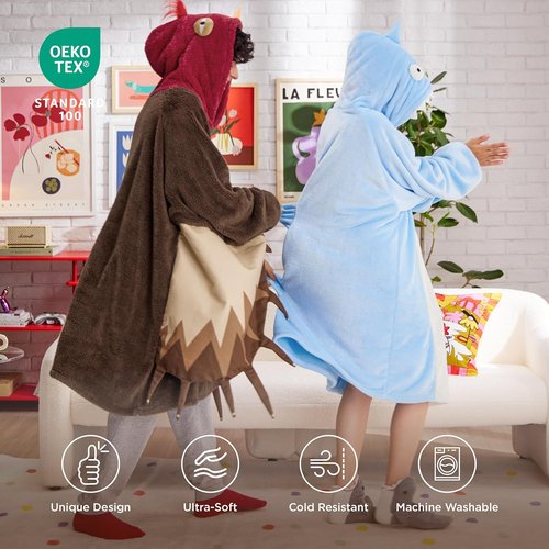 Bedsure Hoodie Blanket - Cozy Wearable Sherpa Blanket with Sleeves & Pockets | One Size Turkey Costume
