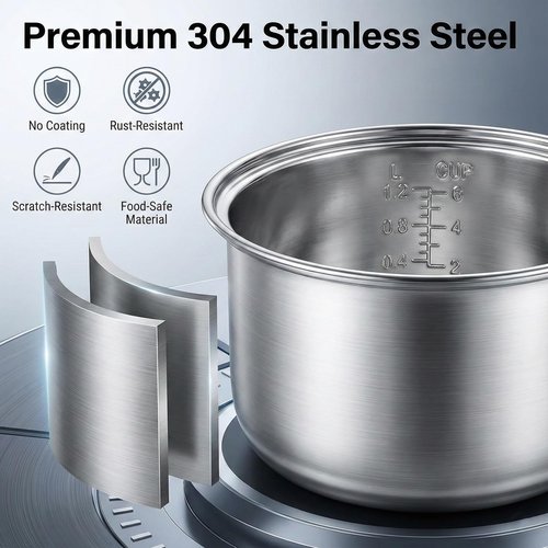 Rice Cooker Stainless Steel Inner Pot, Compatible with Zojirushi NS-WPC10 and Tiger JBV-10CU, Rice Cooker Replacement Pot, Durable, Easy to Clean, Even Heating for Perfect Rice