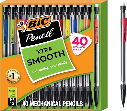 BIC Xtra Smooth Mechanical Pencil - 0.7 mm Medium Point, Refillable & Retractable | 40-Count Pack