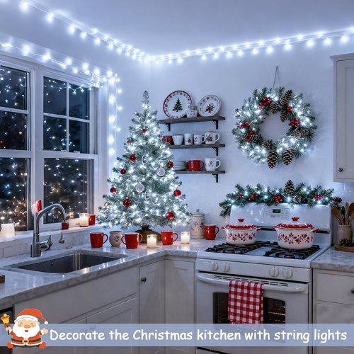 JMEXSUSS 33ft LED White Christmas Lights - 8 Modes Twinkle Fairy String Lights | Waterproof Indoor/Outdoor