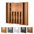 oridom Large Premium Acacia Silverware Organizer - Expandable Drawer Organizer & Utensil Organizer - 17"x19.7" Cutlery Tray with Dividers for Kitchen Utensils and Flatware (7-9 Slots) Acacia