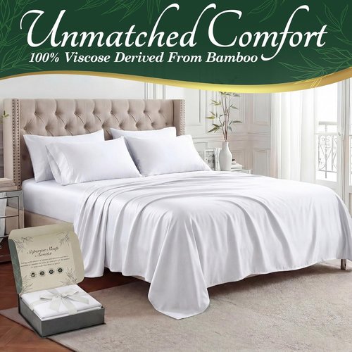 Decolure 100% Viscose Bamboo Sheets - Luxury King Size 6-Piece Set | Naturally Cooling, Ultra Soft, Deep Pockets