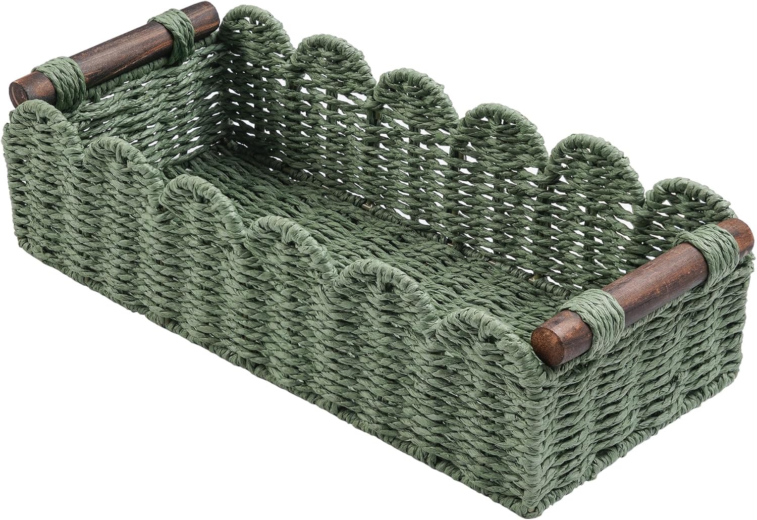 Skiennix Toilet Paper Storage Basket - Stylish Wicker Organizer for Bathroom & Kitchen - Green