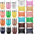 Nitial 24 Set Thank You Gift Valentine's Day Employee Appreciation Gifts 12 Pcs 12oz Bulk Stainless Steel Travel Coffee Cups and 12 Pcs Inspirational Makeup Bags for Women Teacher Coworker Nurse
