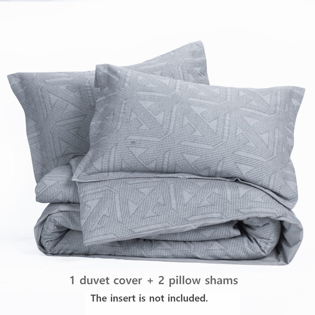 meadow park Matelasse Duvet Cover Set, 100% Cotton, Pre-Washed, Soft & Cozy, Woven Jacquard Textured, Waffle Design Bedding Set, Twin, Grey