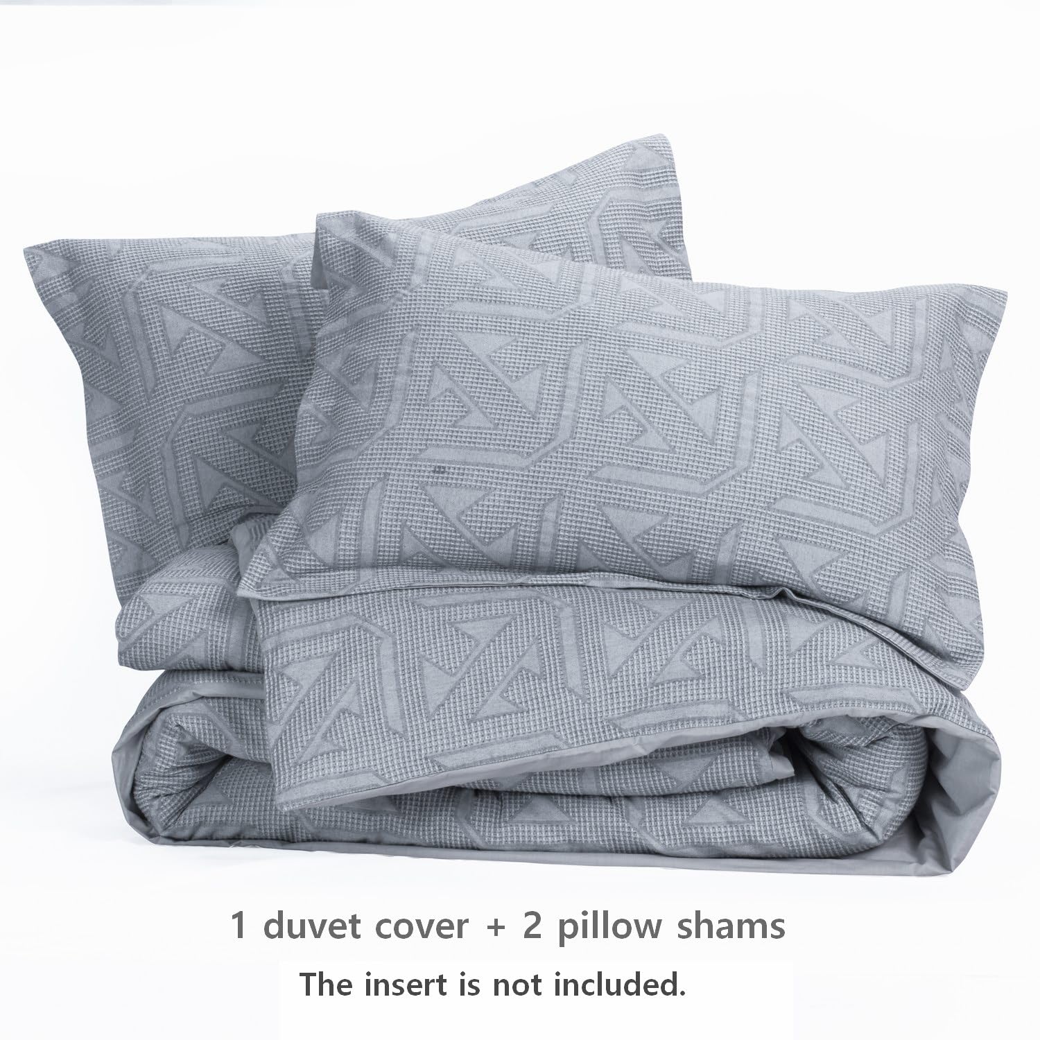 meadow park Matelasse Duvet Cover Set, 100% Cotton, Pre-Washed, Soft & Cozy, Woven Jacquard Textured, Waffle Design Bedding Set, Twin, Grey