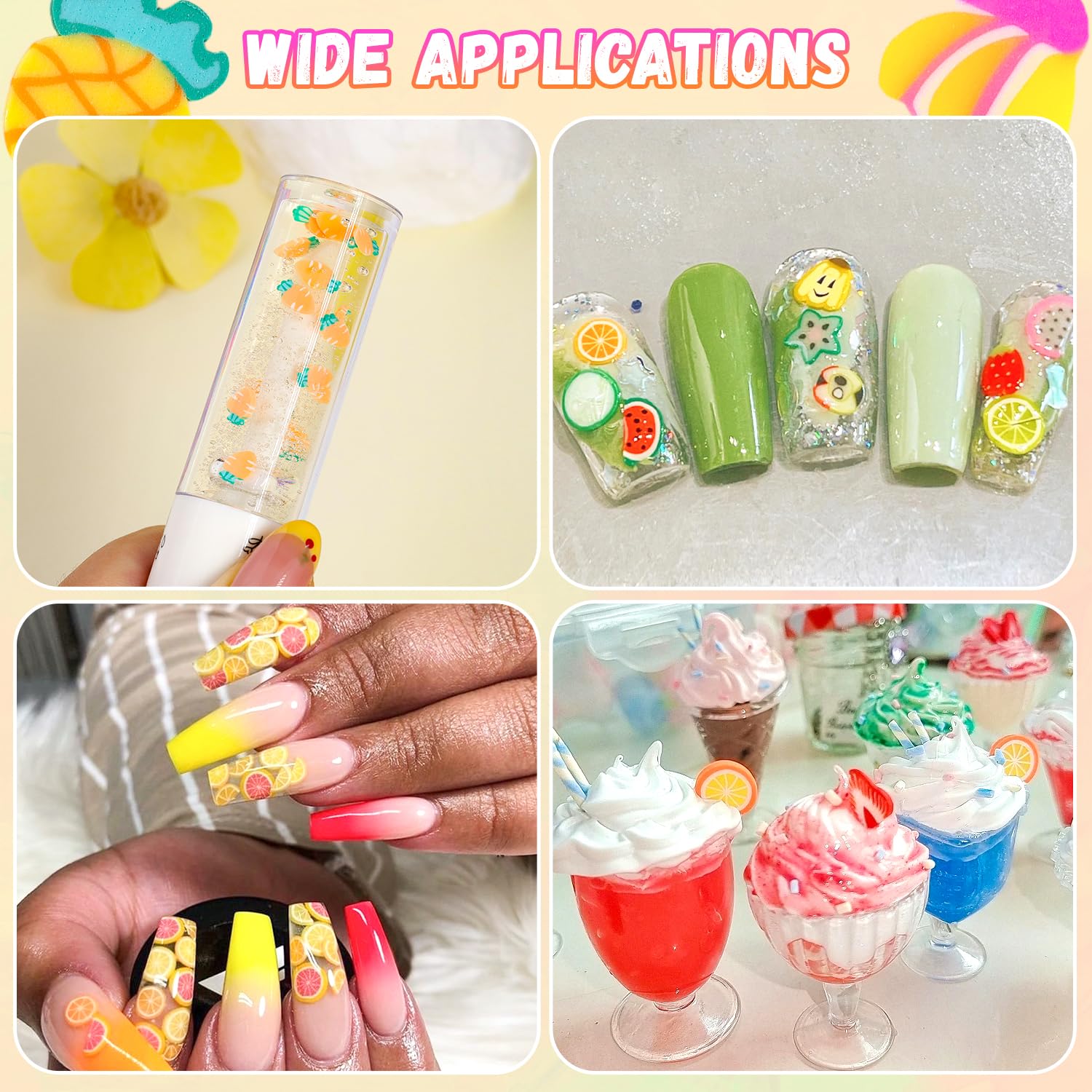 TINKRSTUFF Fruit Slice Polymer Clay Slime Add-Ins - 24-Grid Assorted Fimo Accessories for Nail Art & DIY Crafts