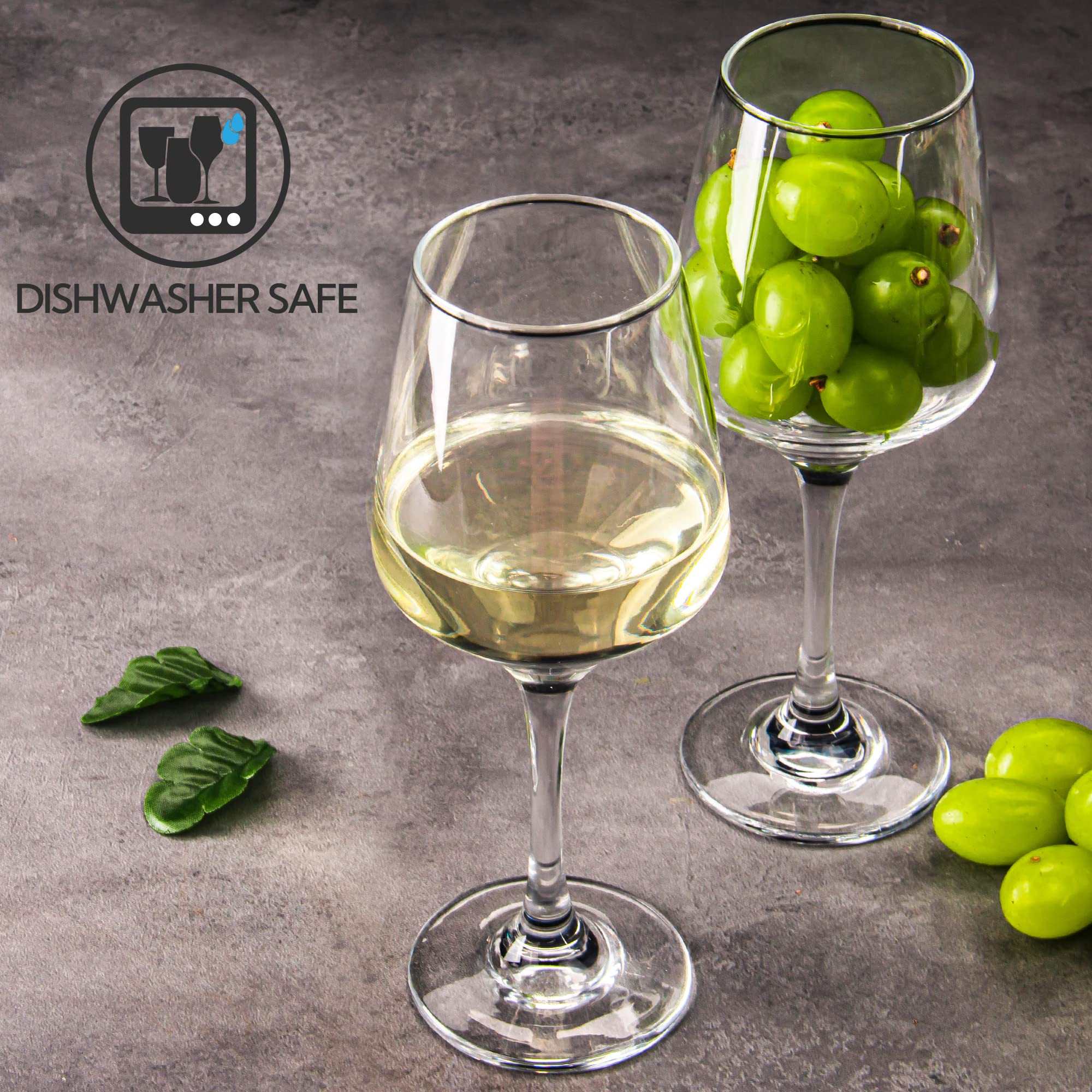 HAKEEMI Red/White Wine Glasses Set of 6, 12 oz Clear Wine Glasses with Stem, Dishwasher Safe