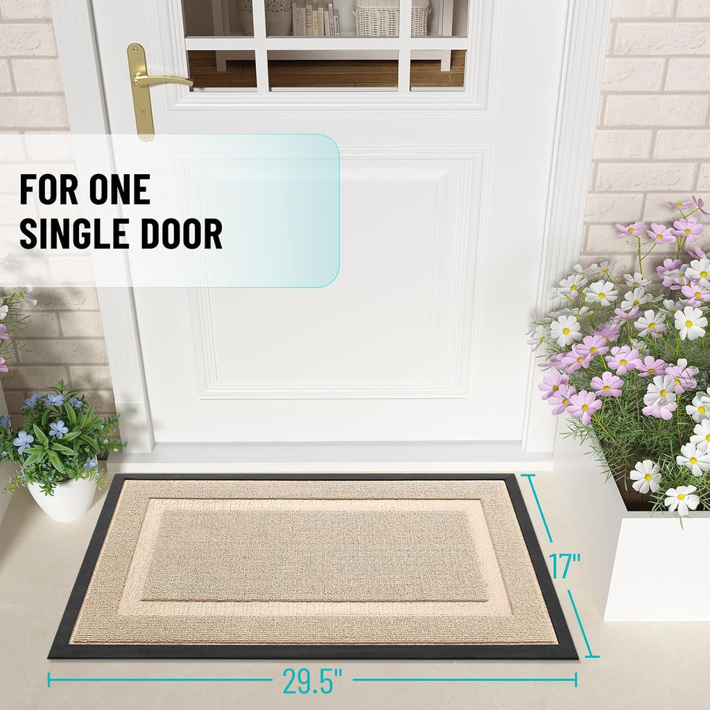 OLANLY Waterproof Front Door Mat - All-Season Indoor/Outdoor Doormat | Sturdy Natural Rubber, 47x23, Off-White