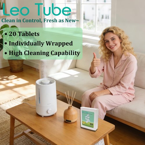 LeoTube Cleaning Tablets for Humidifiers & Diffusers, Remove Stains and Residue, Prevent Buildup, Humidifier Cleaner Tablets (20-Pack)